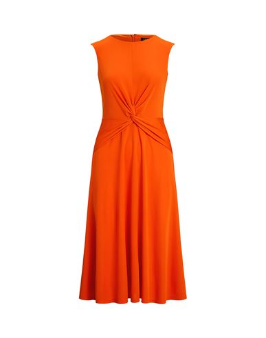 Ralph Lauren Lauren  Twist-front Jersey Dress Woman Midi Dress Tomato Red Size 10 Polyester, Elastane In Multi