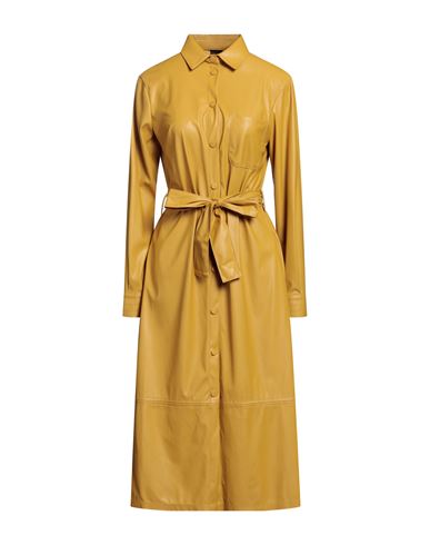 Pinko Woman Midi Dress Ocher Size 4 Polyester, Polyurethane In Yellow