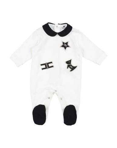 Elisabetta Franchi Newborn Girl Baby Jumpsuits White Size 1 Cotton, Elastane In Black
