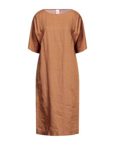 Shop Archivio '67 Woman Midi Dress Camel Size 8 Linen In Beige