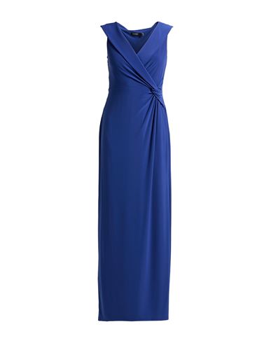 Ralph Lauren Lauren  Jersey Off-the-shoulder Gown Woman Maxi Dress Blue Size 12 Polyester, Elastane