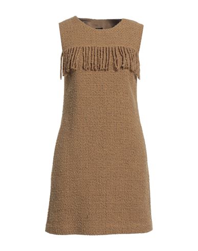 Pinko Woman Mini Dress Camel Size 4 Cotton, Acrylic, Polyester, Wool In Beige