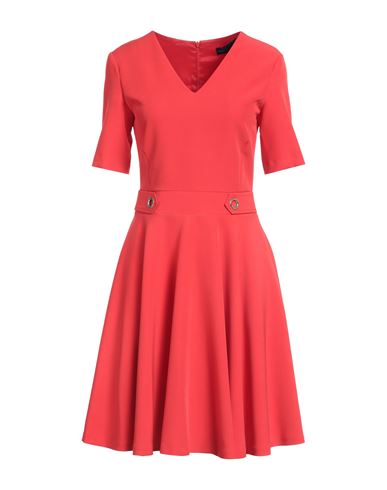 Trussardi Jeans Woman Midi Dress Tomato Red Size 10 Polyester, Elastane In Tomato Red