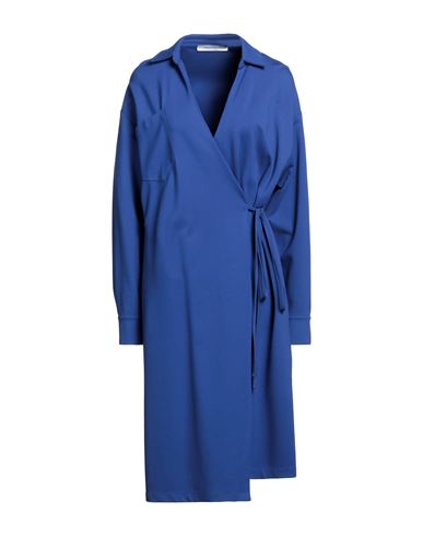 Emma & Gaia Woman Midi Dress Blue Size 10 Viscose, Polyamide, Elastane
