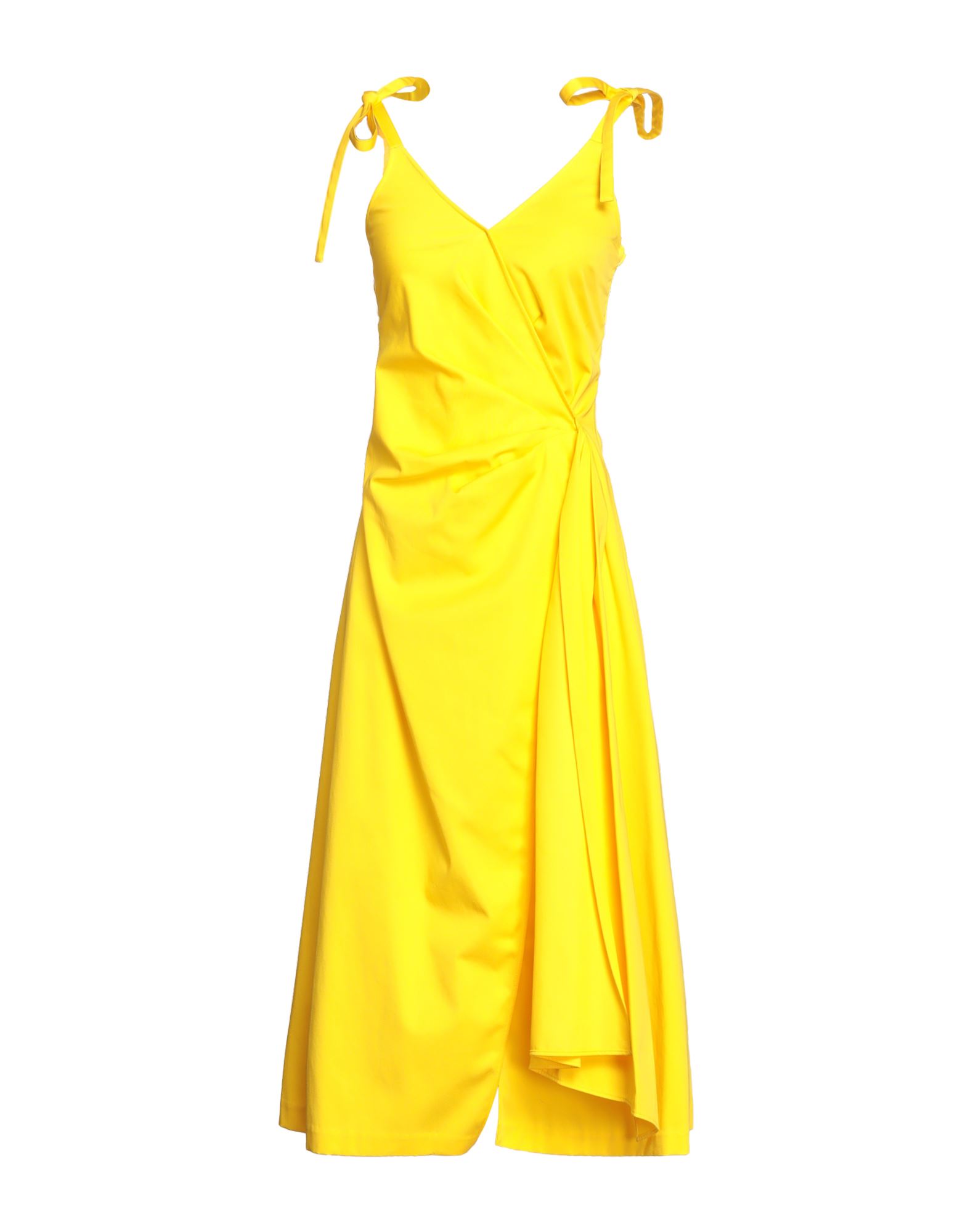 Off-white Woman Midi Dress Yellow Size 4 Cotton