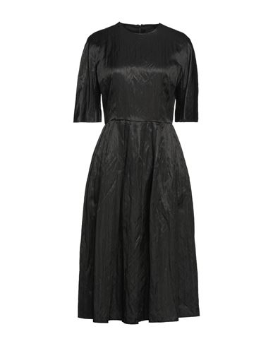 Hache Woman Midi Dress Black Size 6 Cotton, Polyester, Metallic Fiber
