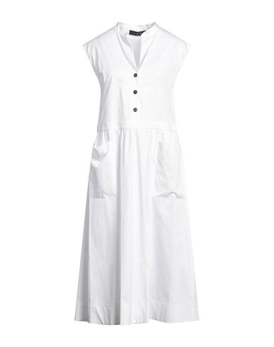 Icona By Kaos Woman Midi Dress White Size 6 Cotton