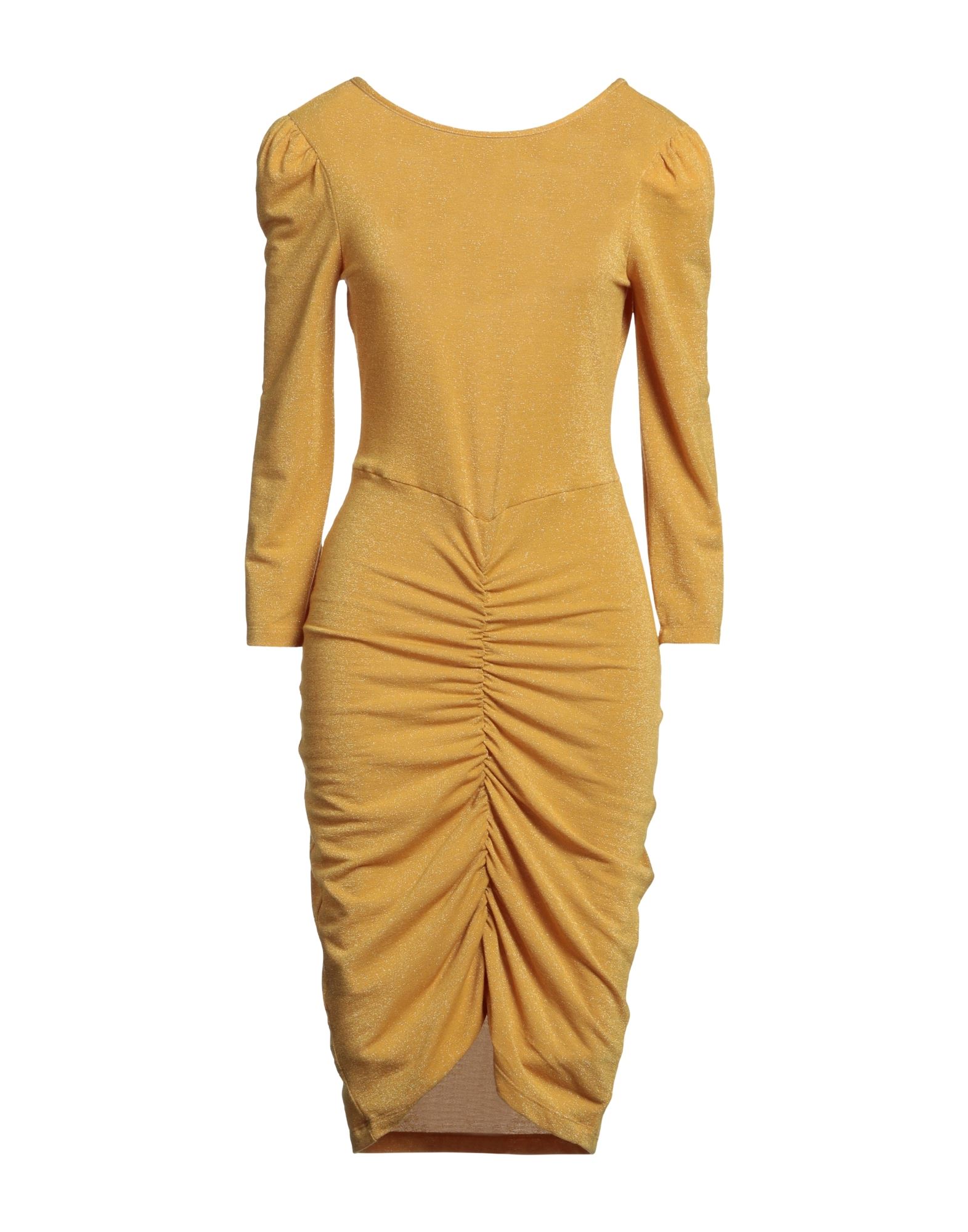 Momoní Woman Mini Dress Ocher Size S Polyester, Viscose, Polyamide, Elastane In Yellow