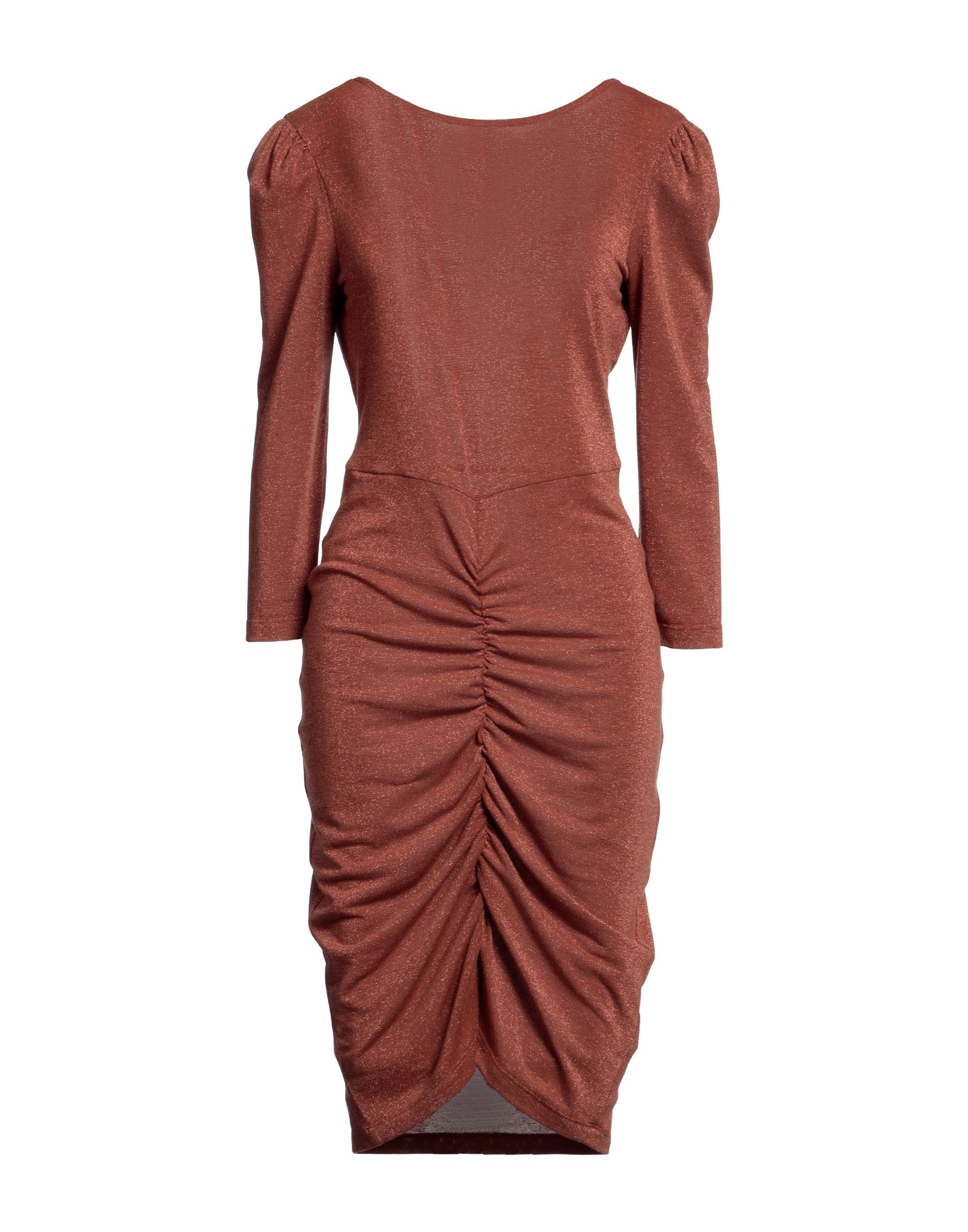 Momoní Woman Mini Dress Brown Size M Polyester, Viscose, Polyamide, Elastane