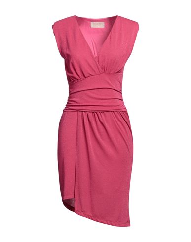 Kaos Jeans Woman Mini Dress Fuchsia Size 6 Viscose, Polyester, Polyamide, Elastane In Pink