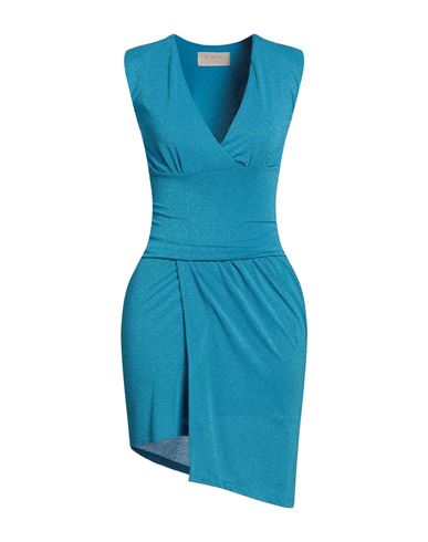 Kaos Jeans Woman Mini Dress Azure Size 4 Viscose, Polyester, Polyamide, Elastane In Blue