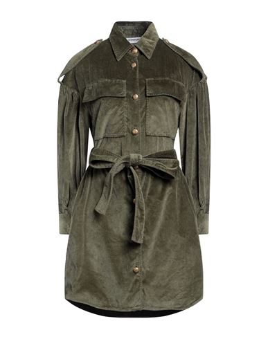 Shop Dondup Woman Mini Dress Military Green Size 8 Cotton, Modal, Polyester, Elastane