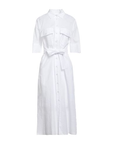 Simona Corsellini Woman Midi Dress White Size 6 Cotton, Polyamide