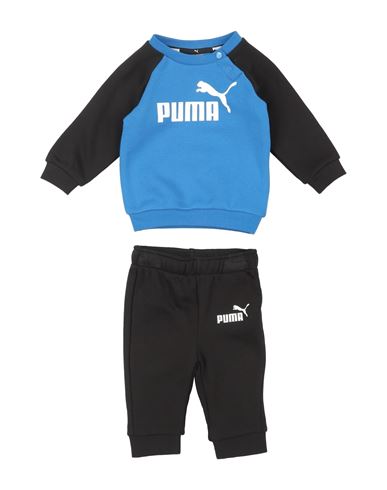 Puma Minicats Ess Raglan Jogger Fl Newborn Baby Set Bright Blue Size 3 Cotton, Polyester, Elastane In Black