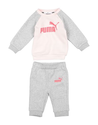Puma Minicats Ess Raglan Jogger Fl Newborn Baby Set Pink Size 3 Cotton, Polyester, Elastane In Gray