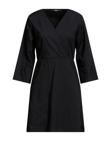 Siste's Woman Short Dress Black Size L Cotton, Nylon, Elastane