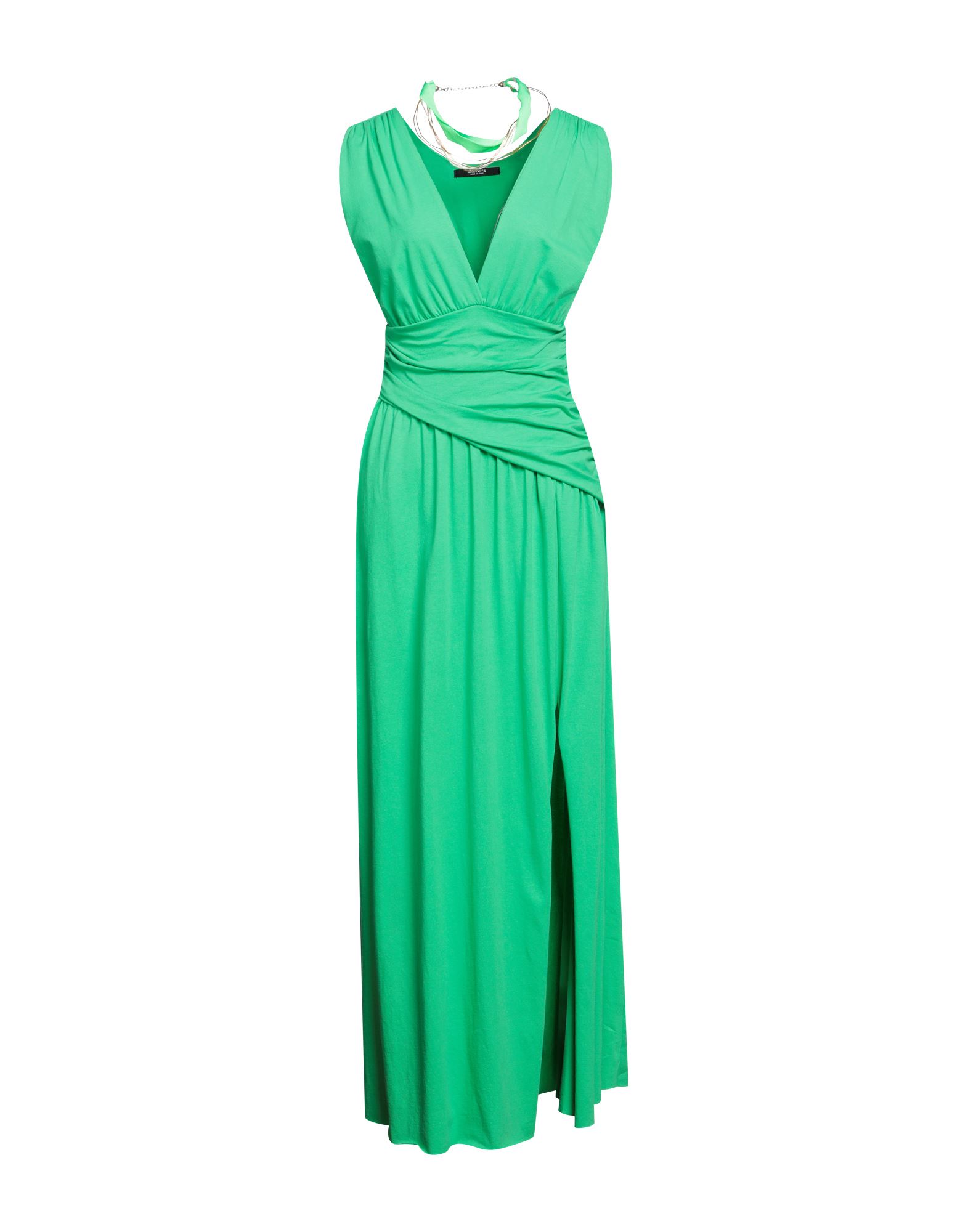 Siste's Woman Maxi Dress Green Size L Cotton, Elastane