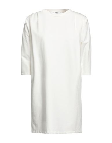 Kate By Laltramoda Woman Short Dress Ivory Size S Cotton, Elastane In White