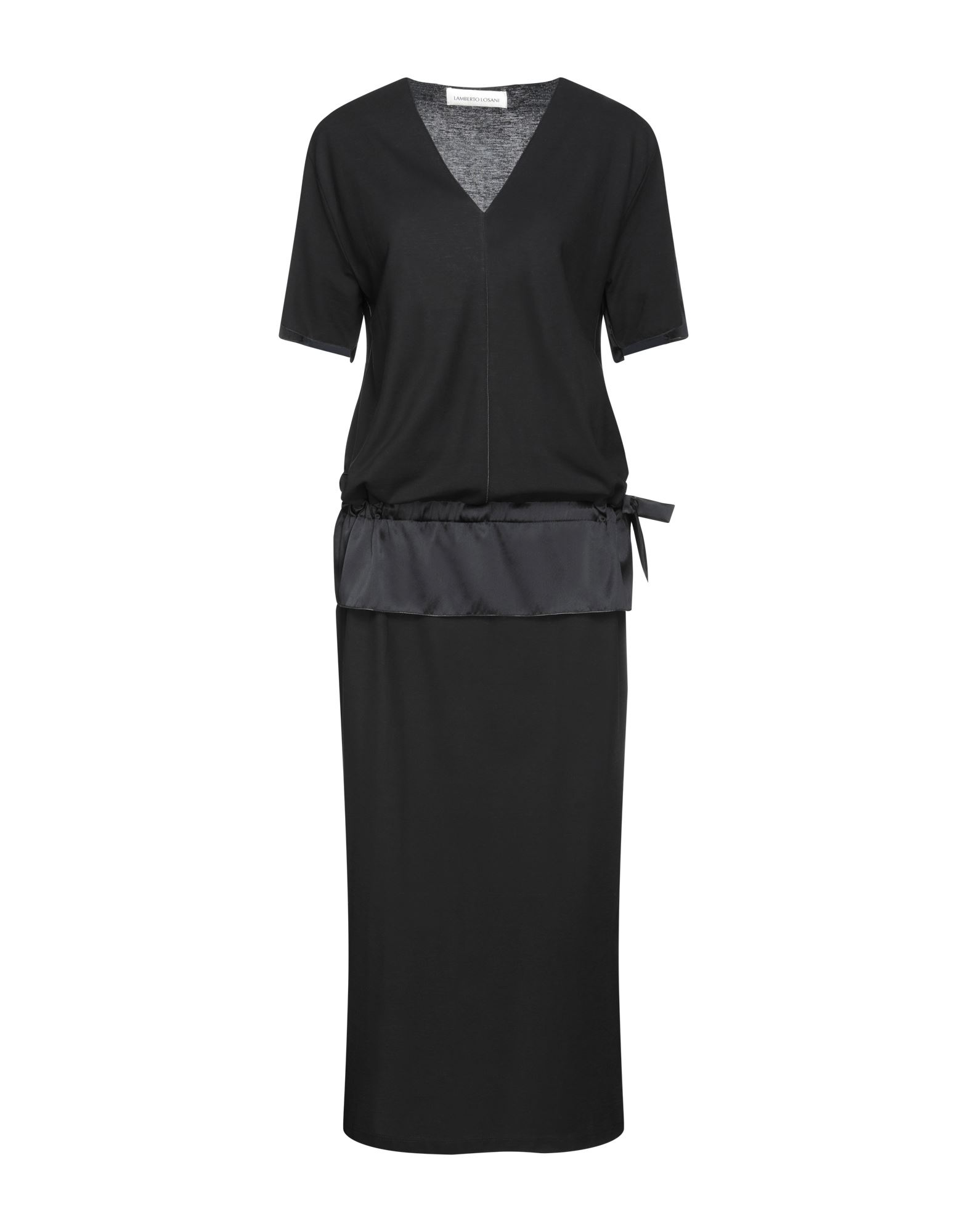 Shop Lamberto Losani Woman Midi Dress Black Size 4 Cotton, Silk, Elastane