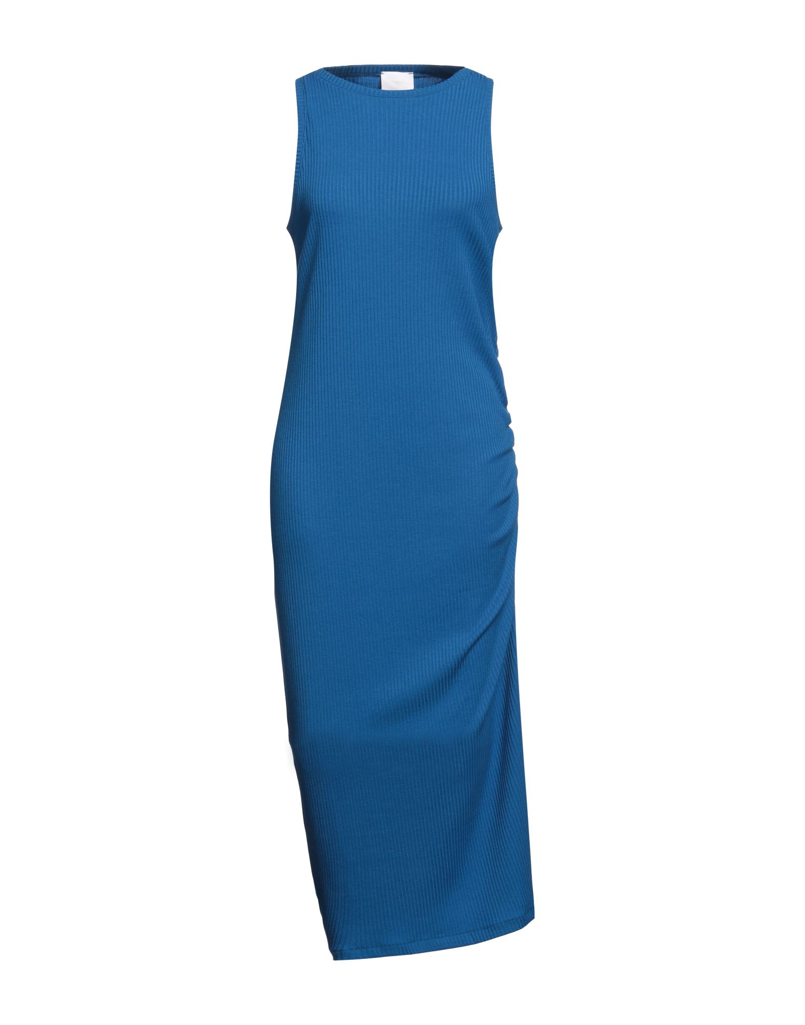 Merci .., Woman Midi Dress Bright Blue Size L Polyester, Viscose, Elastane