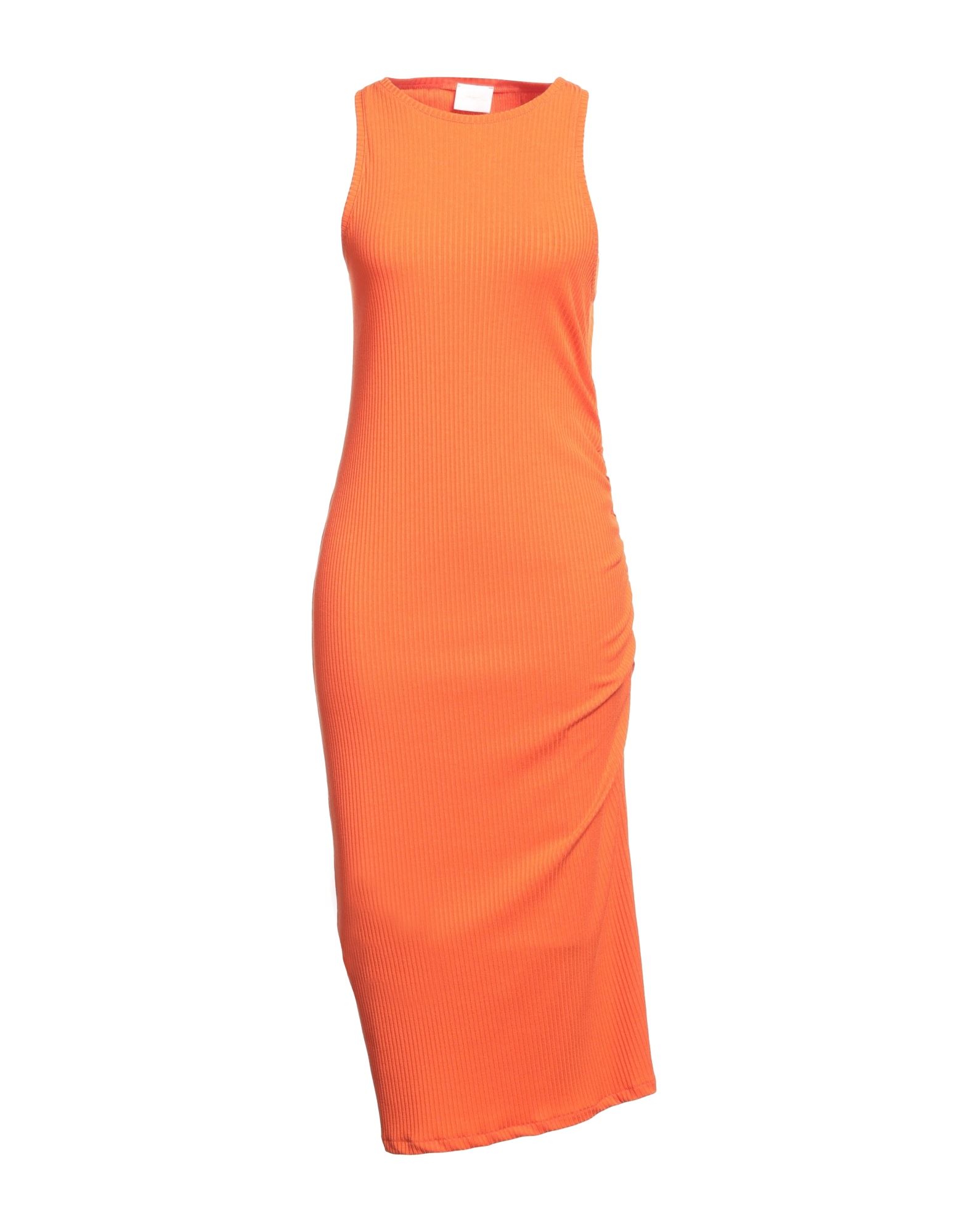 Merci .., Woman Midi Dress Orange Size M Polyester, Viscose, Elastane