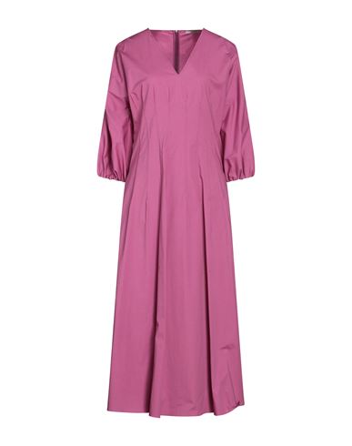 Via Masini 80 Woman Midi Dress Mauve Size 4 Cotton, Elastane In Purple