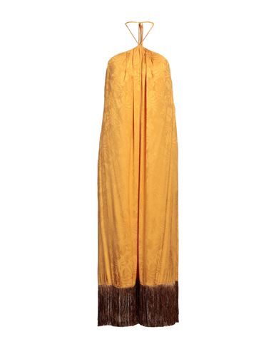 Simona Corsellini Woman Long Dress Ocher Size 10 Viscose In Yellow