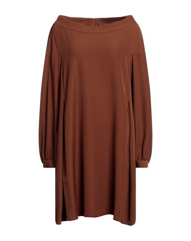 Manila Grace Woman Mini Dress Brown Size 4 Polyester, Elastane