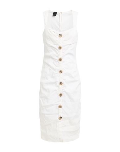 Pinko Woman Midi Dress White Size 10 Linen, Viscose, Elastane
