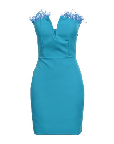 Vanessa Scott Woman Short Dress Azure Size M Polyester, Elastane In Blue