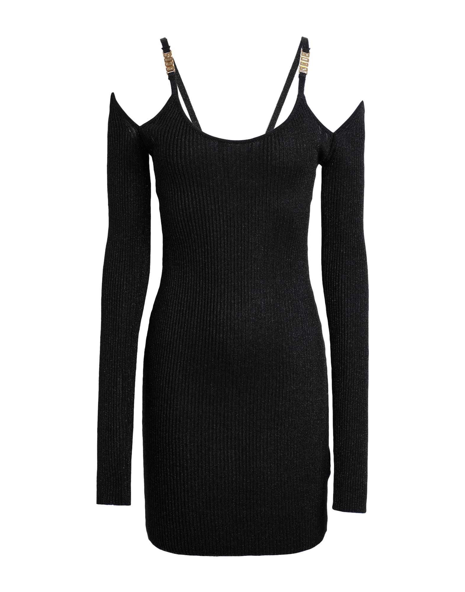 Gcds Woman Mini Dress Black Size L Viscose, Polyamide, Metallic Fiber