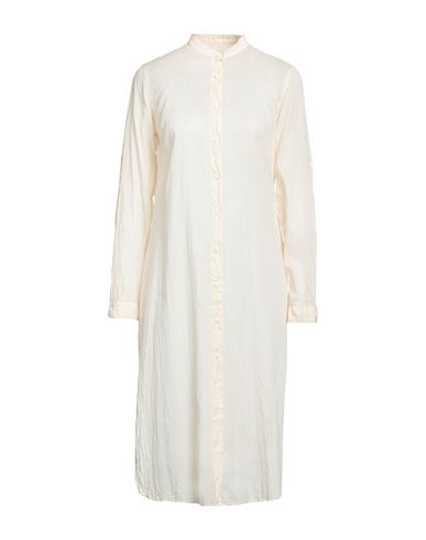 European Culture Woman Midi Dress Beige Size S Cotton, Viscose, Elastane