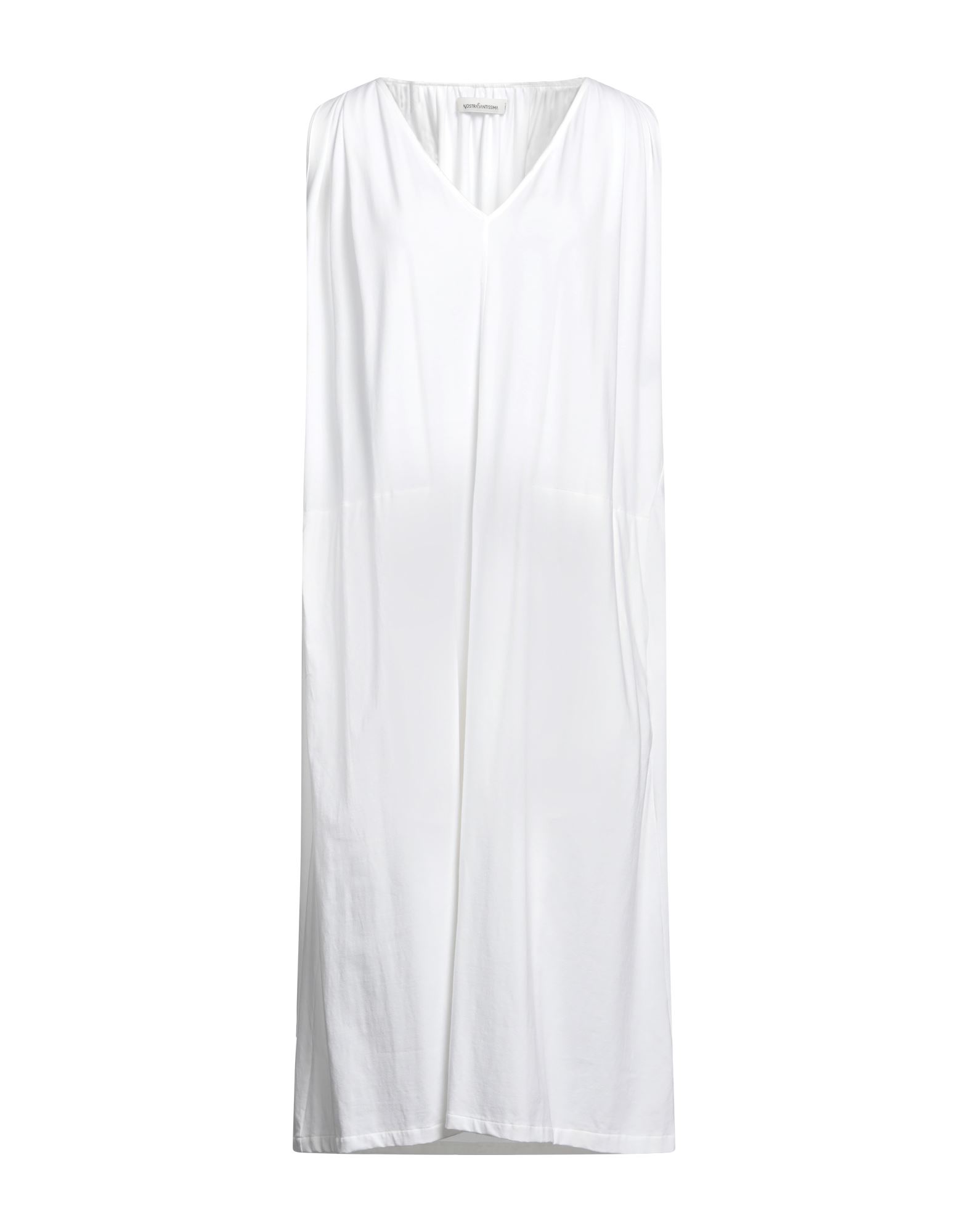 Shop Nostrasantissima Woman Midi Dress White Size M Cotton, Elastane
