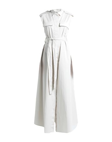 Dondup Woman Maxi Dress Off White Size 8 Cotton, Elastane