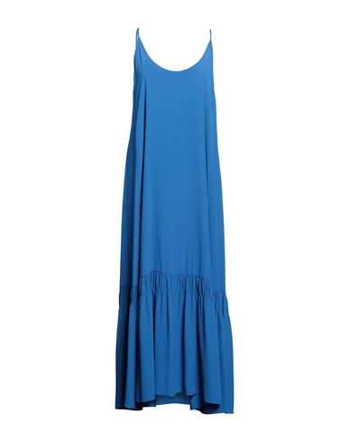 Semicouture Woman Maxi Dress Azure Size 6 Acetate, Silk In Blue