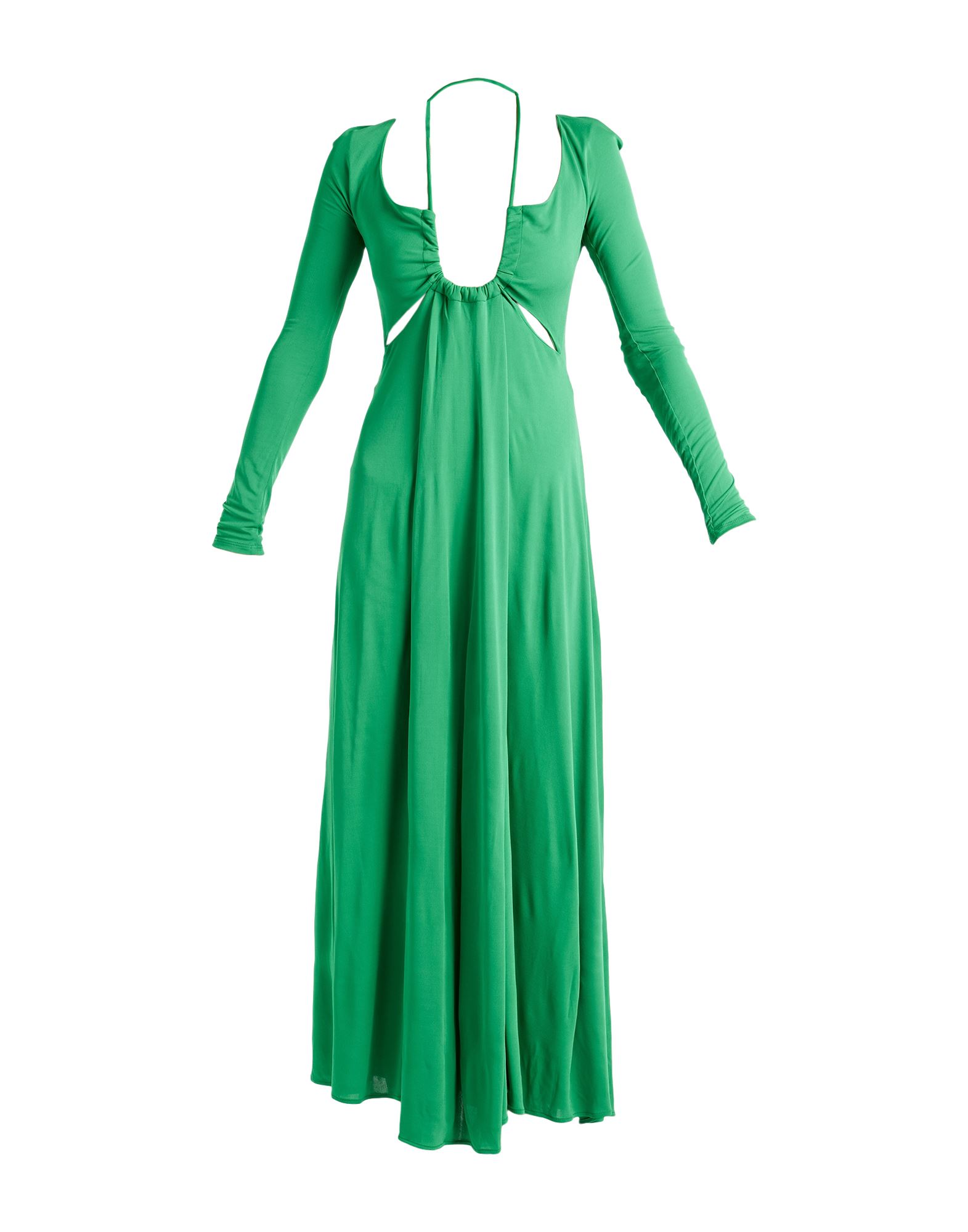 Proenza Schouler Halter Neck Long Sleeve Matte Jersey Maxi Dress In Green