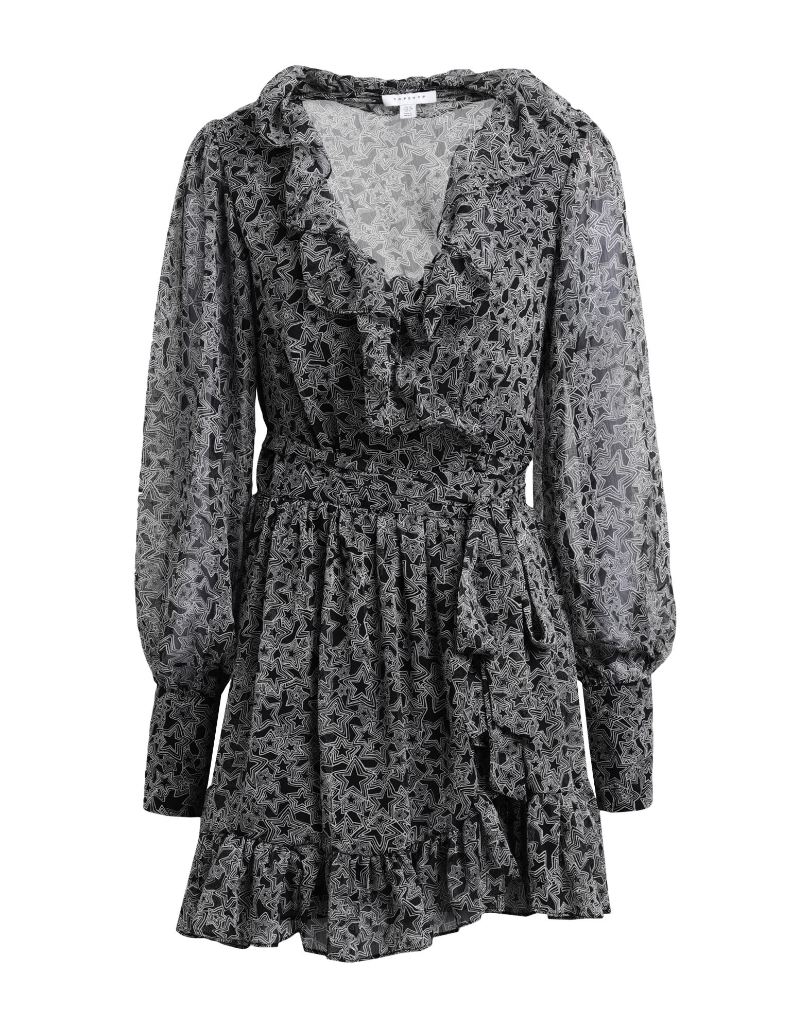 ԥ볫TOPSHOP ǥ ߥ˾ɥ쥹 ֥å 6 ݥꥨƥ 100% Topshop star ruffle wrap mini tea dress in mono