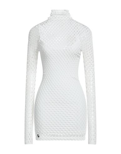 Philipp Plein Woman Mini Dress White Size M Nylon, Elastane