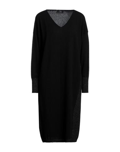 Clips Woman Midi Dress Black Size L Wool, Viscose, Polyamide, Metallic Fiber, Cashmere