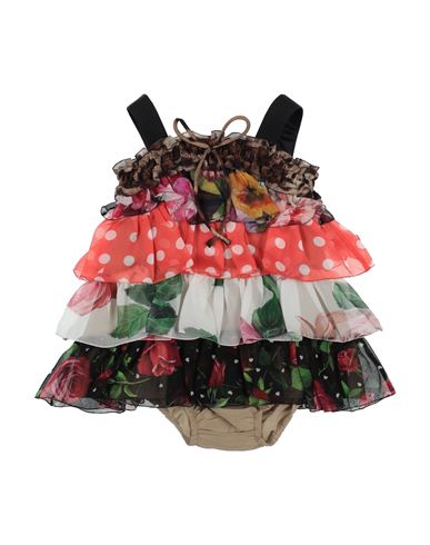 Dolce & Gabbana Newborn Girl Baby Dress Khaki Size 3 Silk, Polyester In Beige