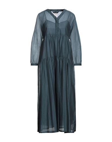 's Max Mara Woman Maxi Dress Slate Blue Size 16 Cotton, Silk