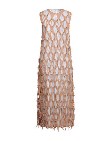 Shop Maison Margiela Woman Maxi Dress Camel Size 6 Silk, Elastane, Acetate, Polyamide In Beige