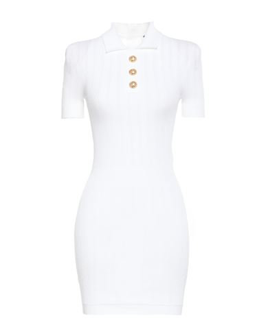Shop Balmain Woman Mini Dress White Size 8 Viscose, Polyester, Polyamide