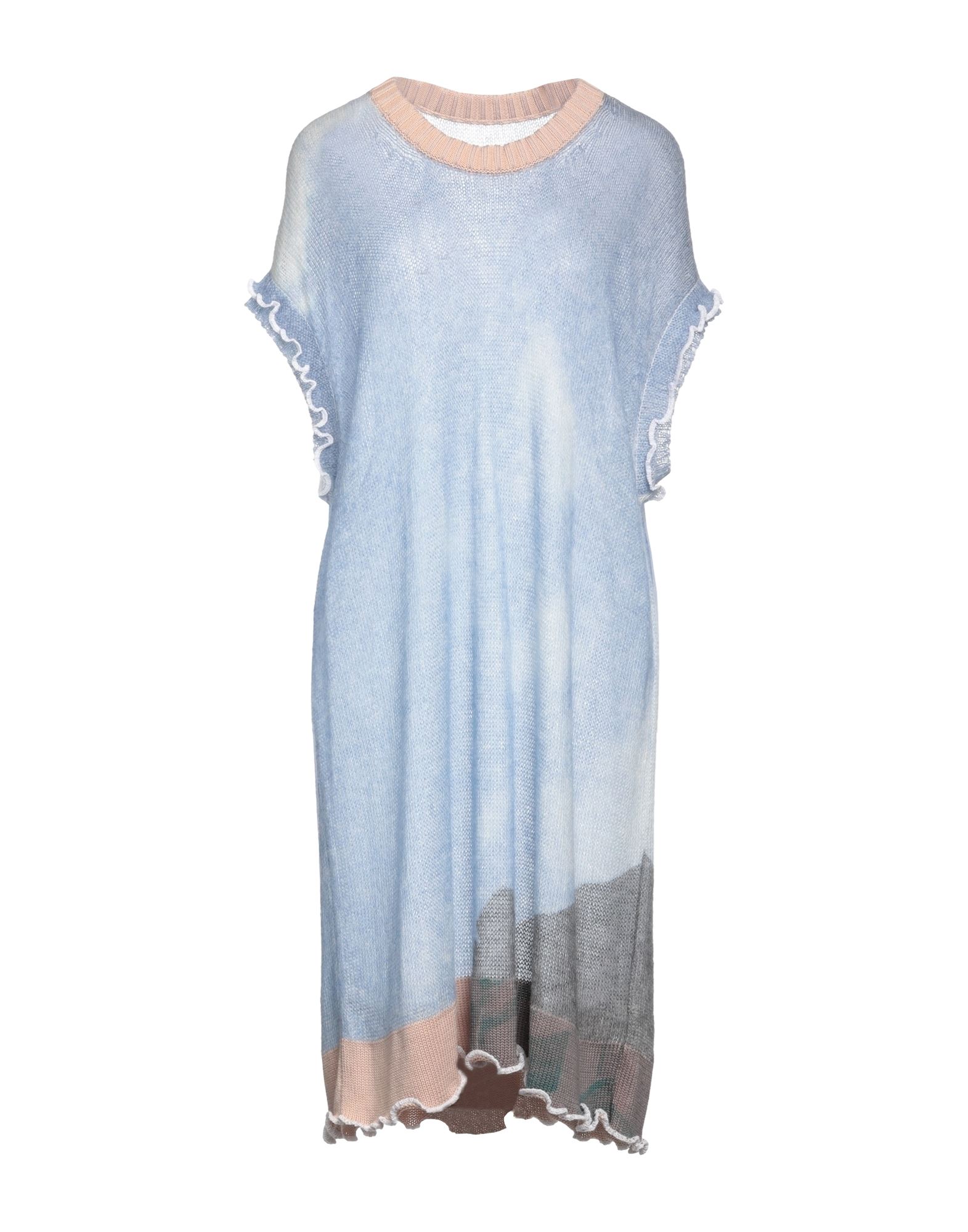 Mm6 Maison Margiela Woman Midi Dress Sky Blue Size M Acrylic, Mohair Wool, Polyamide, Cotton