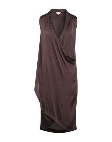 Her Shirt Her Dress Woman Midi Dress Dark Brown Size Xs Silk, Lycra