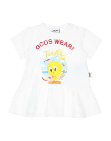 Shop Gcds Mini Newborn Girl Baby Dress White Size 3 Cotton, Elastane, Polyester