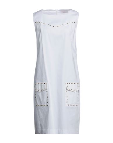Clips More Woman Mini Dress White Size 12 Cotton, Elastane