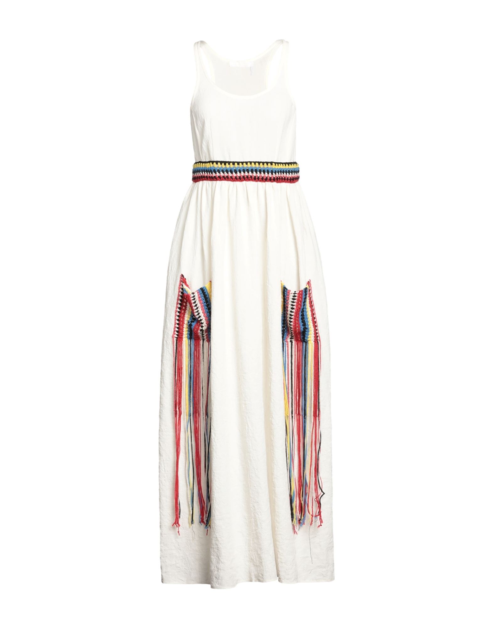 CHLOÉ CHLOÉ WOMAN LONG DRESS IVORY SIZE 4 LINEN, SILK, WOOL