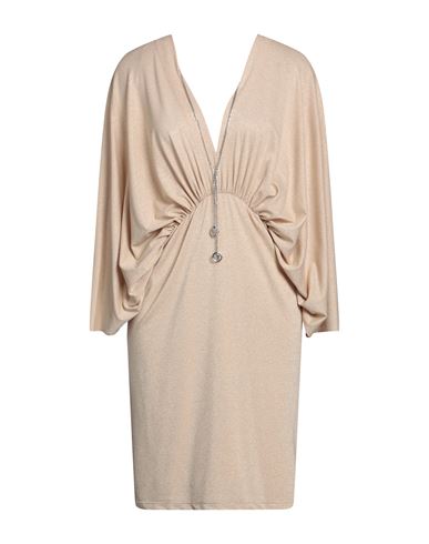 Gai Mattiolo Woman Midi Dress Beige Size 12 Viscose, Polyester, Polyamide, Elastane