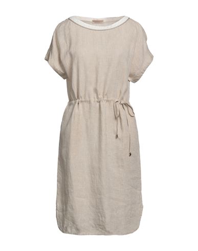 Purotatto Woman Midi Dress Beige Size 10 Linen